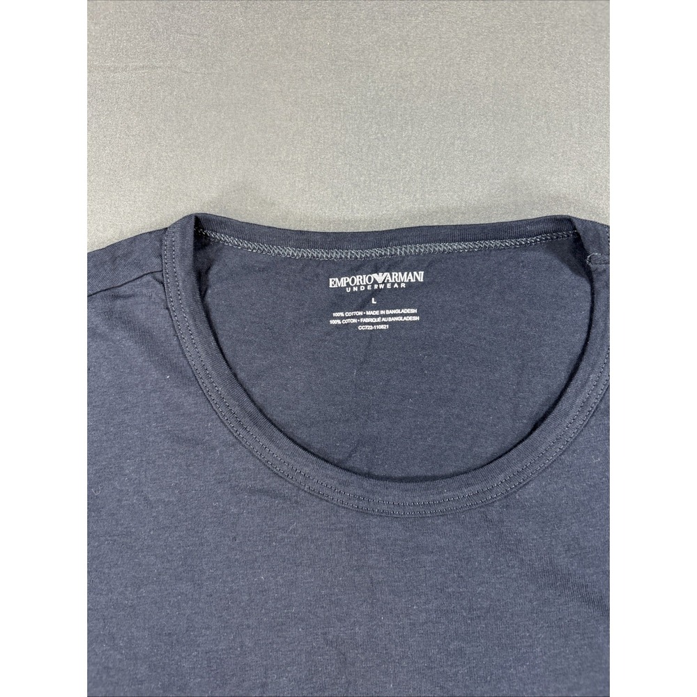 Emporio Giorgio Armani Mens Size Large Blue Short Sleeve Check Pictures Sizing